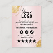 ピンエレガントクの金ゴールドグリッターありがとうカードを挿入 名刺 (裏面)