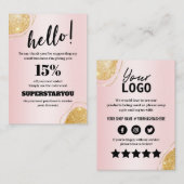 ピンエレガントクの金ゴールドグリッターありがとうカードを挿入 名刺 (正面/裏面)