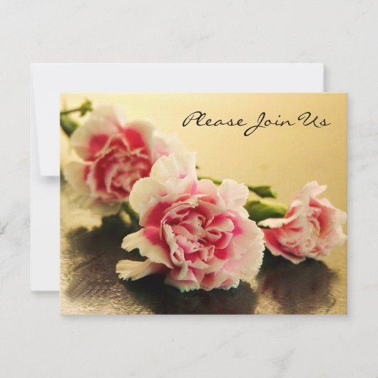 ピンエレガントクカーネー結婚ションズ婚約招待状 招待状 (正面)