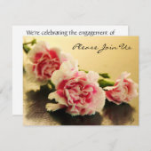 ピンエレガントクカーネー結婚ションズ婚約招待状 招待状 (正面/裏面)