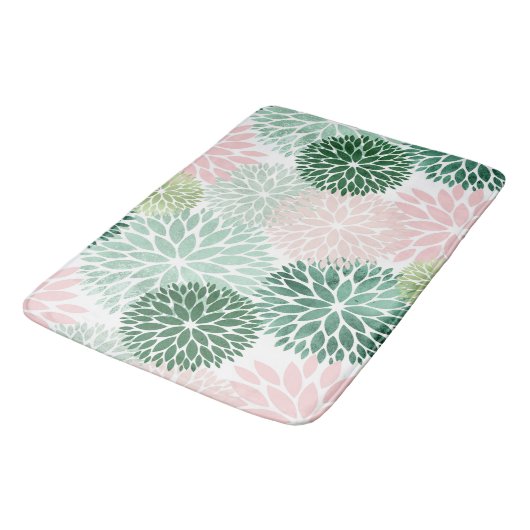 ピンエレガントクグリーンダリアフローラ バスマット (アングル)