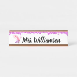 ピンエレガントクスパガーリールクルバタフライ先生 デスクネームプレート