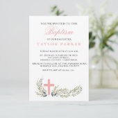 ピンエレガントクバプティスマ/《キリスト教》洗礼式や命名式招待状 招待状 (スタンド正面)