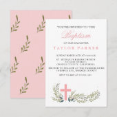 ピンエレガントクバプティスマ/《キリスト教》洗礼式や命名式招待状 招待状 (正面/裏面)