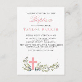 ピンエレガントクバプティスマ/《キリスト教》洗礼式や命名式招待状 招待状