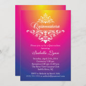 ピンエレガントクパープルグラデーションキンセアニェラパーティー 招待状 (正面/裏面)