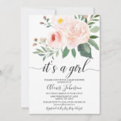 ピンエレガントクフローラ『女の子のベビーシャワー』 招待状 (正面)