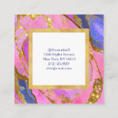 ピンエレガントクブルーアンド金ゴールド スクエア名刺 (裏面)