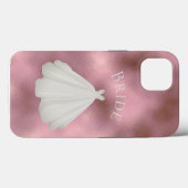 ピンエレガントクホワイトブライドガウンタイポグラフィ結婚ズ Case-Mate iPhoneケース (裏面 (横))