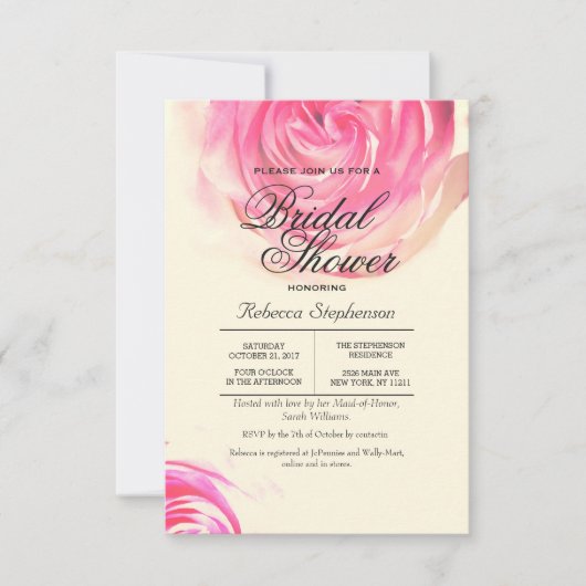 ピンエレガントクローズプリント 招待状 (正面)