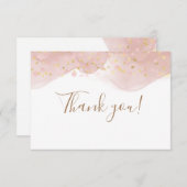 ピンエレガントク赤面金ゴールドグリッタースパ感謝していルクルズ サンキューカード (正面/裏面)