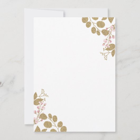 ピンエレガントク金ゴールドフローラ2022年卒業クラス 招待状 (裏面)