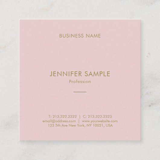 ピンエレガントク金ゴールド文字モダンデザインプレーン スクエア名刺 (裏面)