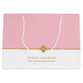 ピンエレガントク金ゴールド ラージペーパーバッグ (正面)