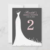 ピンエレガントク・チ結婚ャコールのガウン・テーブル・ナンバー 招待状 (正面)