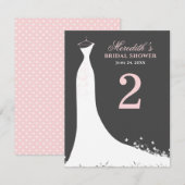 ピンエレガントク・チ結婚ャコールのガウン・テーブル・ナンバー 招待状 (正面/裏面)