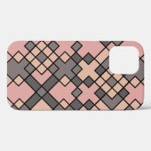 ピンカと紫の黒い格子パターン Case-Mate iPhoneケース (裏面 (横))