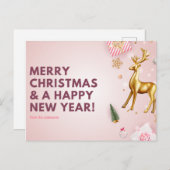 ピンカスタマイズクの聖降誕祭と新年おめでとう  ポストカード (正面/裏面)