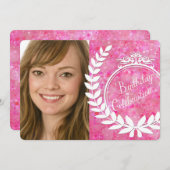 ピンカスタムク《写真》ぼけ味フォト誕生日招待状 招待状 (正面/裏面)