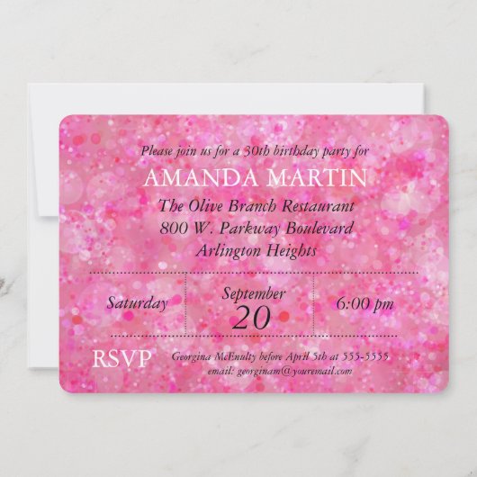 ピンカスタムク《写真》ぼけ味フォト誕生日招待状 招待状 (裏面)