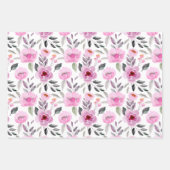 ピンカラフルと紫の水色フローラ ラッピングペーパーシート (正面2)