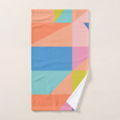 ピンカラフルクと青の明るいジオメトリ図形 バスタオルセット (ハンドタオル)