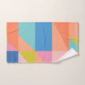 ピンカラフルクと青の明るいジオメトリ図形 バスタオルセット (ハンドタオル)
