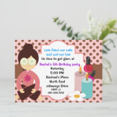 ピンカ水玉模様とチョコレートスパパーティーの招待 招待状 (スタンド正面)