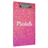 ピンガーリークと金ゴールドのグラデーショングリッターパーソナライズされた クリップボード (右)