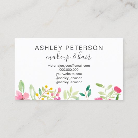 ピンガーリークグリーンフローラ水色化粧 名刺 (裏面)