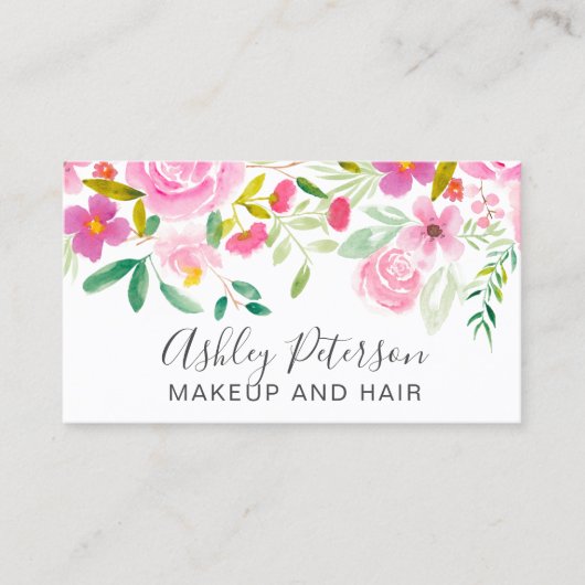 ピンガーリークグリーンフローラ水色化粧 名刺 (正面)