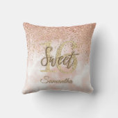 ピンガーリークスイート16誕生日バラ金ゴールドグリッター クッション (裏面)