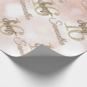 ピンガーリークスイート16誕生日バラ金ゴールドグリッター ラッピングペーパー (角)