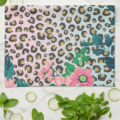 ピンガーリークミントグラデーションフローラグリッターレオパードプリント キッチンタオル (折り畳み)