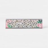 ピンガーリークミントグラデーションフローラグリッターレオパードプリント デスクネームプレート (正面)