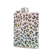 ピンガーリークミントグラデーションフローラグリッターレオパードプリント フラスク (左)