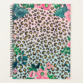 ピンガーリークミントグラデーションフローラグリッターレオパードプリント プランナー手帳 (正面)