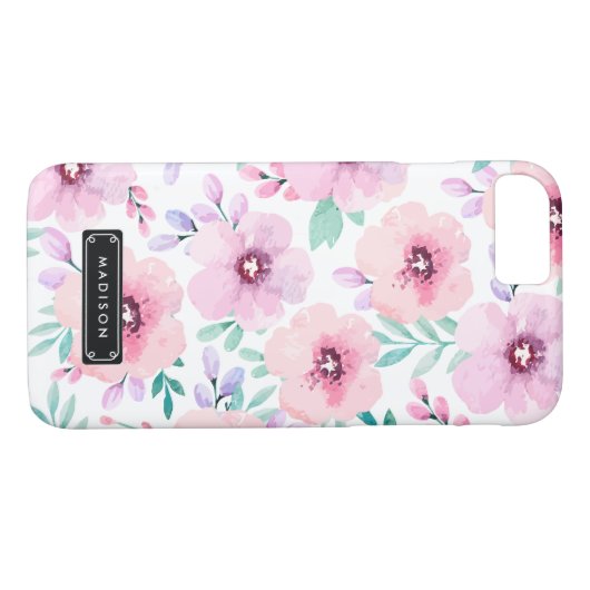 ピンガーリークラベンダー水色フローラカスタム Case-Mate iPhoneケース (裏面(横))