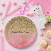 ピンガーリーク金ゴールドグリッターレオパード印刷 ペーパープレート (パーティー)