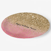 ピンガーリーク金ゴールドグリッターレオパード印刷 ペーパープレート (アングル)