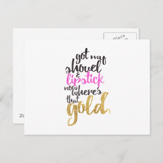 ピンガーリーク金ゴールドブラック金ゴールドディガータイポグラフィ ポストカード (正面/裏面)