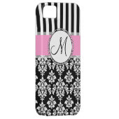 ピンガーリーク黒ダマスクあなたのモノグラムイニシャル Case-Mate iPhoneケース (裏面/右)