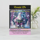 ピンキッシュサンタスノーデイクリスマスパーティの招待状 招待状 (スタンド正面)