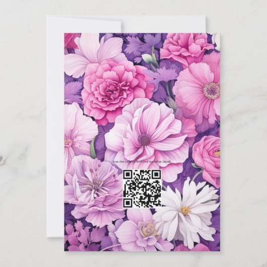 ピンキッシュパープルフローラ春の結婚式 招待状 (裏面)