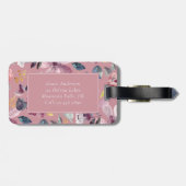 ピンキフローラルパターン金ゴールドモノグラム ラゲッジタグ (裏面横)