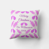 ピンキーなクリスマスレトロ追加の名前文字年の鐘の木 クッション (裏面)