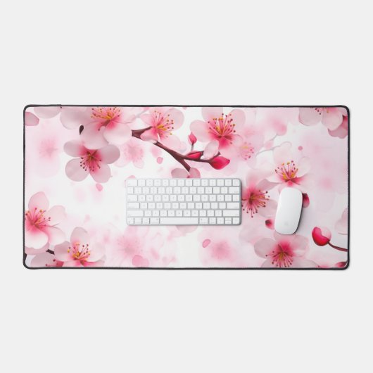 ピンキーエレガントさくらんぼブロッサム デスクマット (キーボード&マウス)