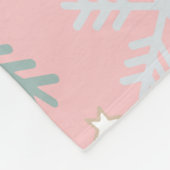 ピンキースノーフレーク フリースブランケット (角)