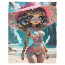 ピンキードルズフリースブランケット