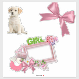 ピンキーバラ新生児ガール シール